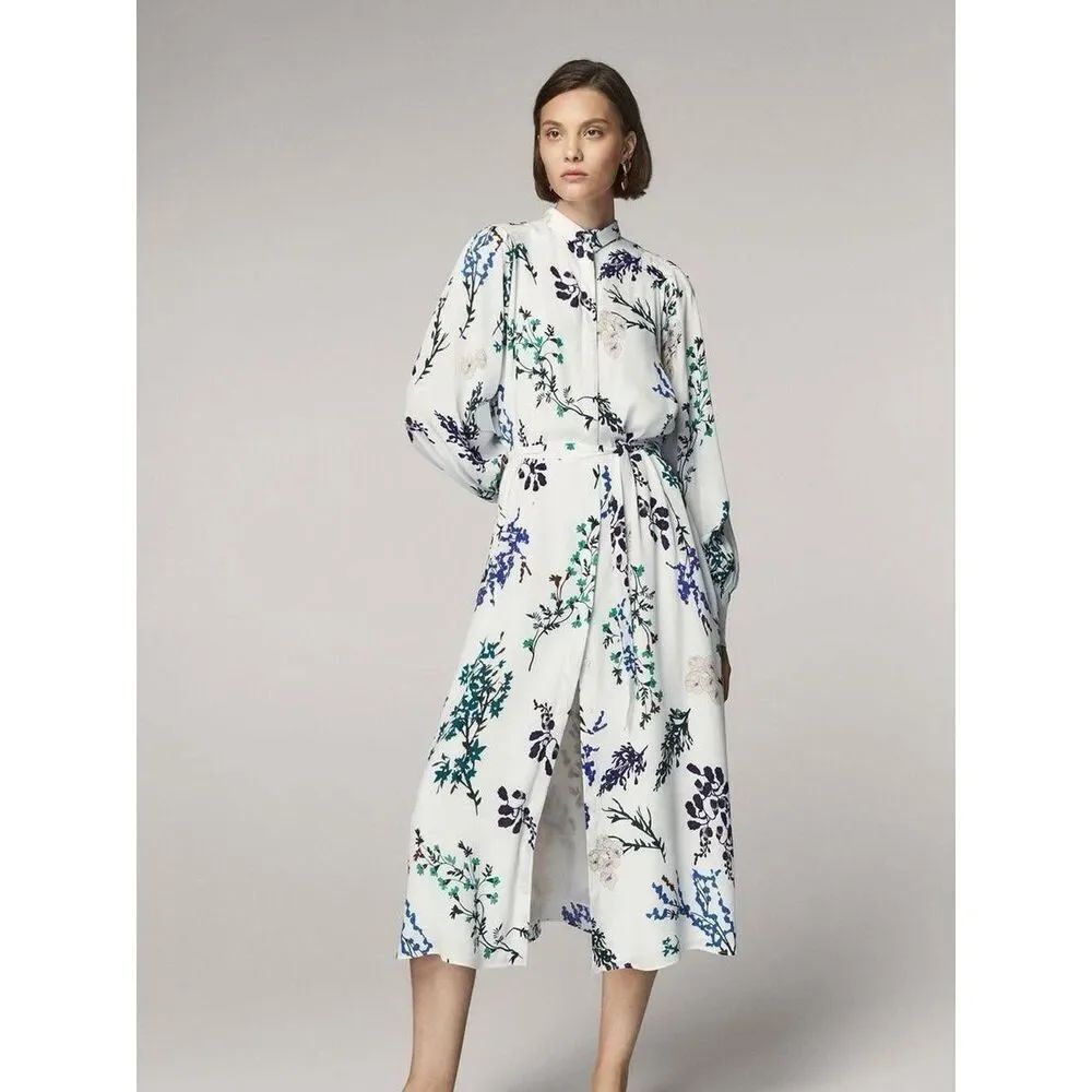 ✨Massimo Dutti FLORAL PRINT SHIRT MIDI SZ 2 DRESS✨